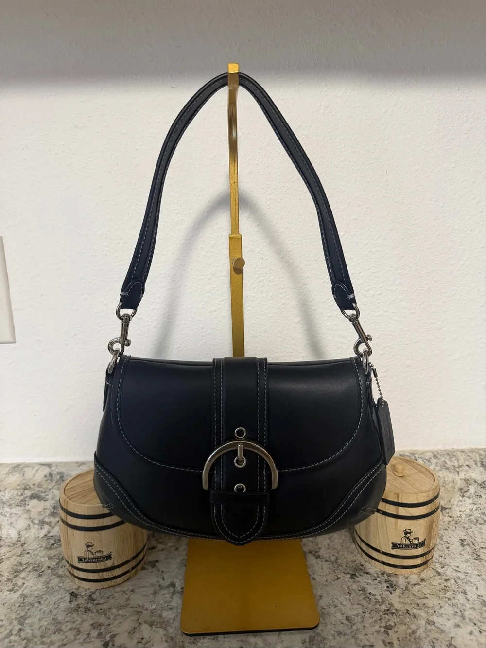 Coach Black Shoulder Bag with Silver Hardware